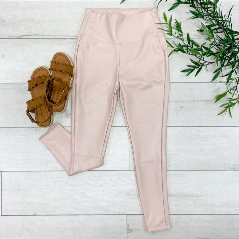 Faux Leather Leggings in Dusty Blush, XL